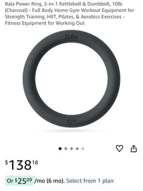 Bala Power Ring 2-in-1 Kettlebell & Dumbbell - Charcoal